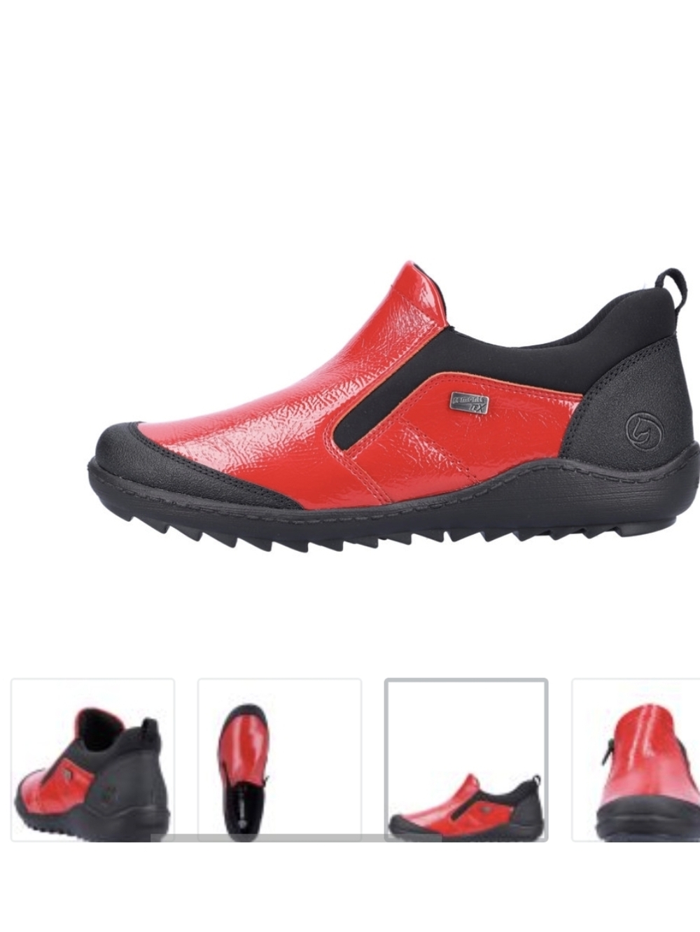 Red and Black Slip-On Shoes Remonte Size 37